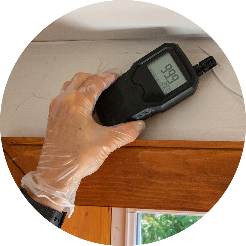 Moisture meter being used while preforming home inspection services
